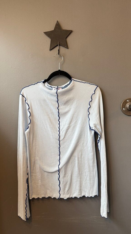Ribbed Squiggle Hem Longsleeve Tee