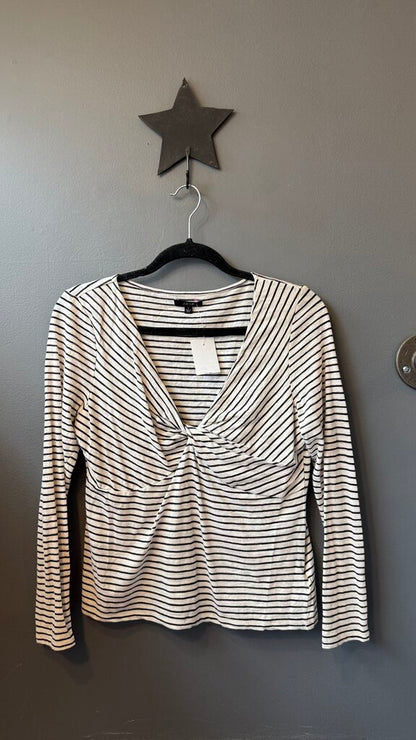 Tissue Weight Stripe Knot Front Tee
