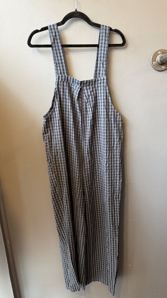 Gingham Wide Leg Overalls