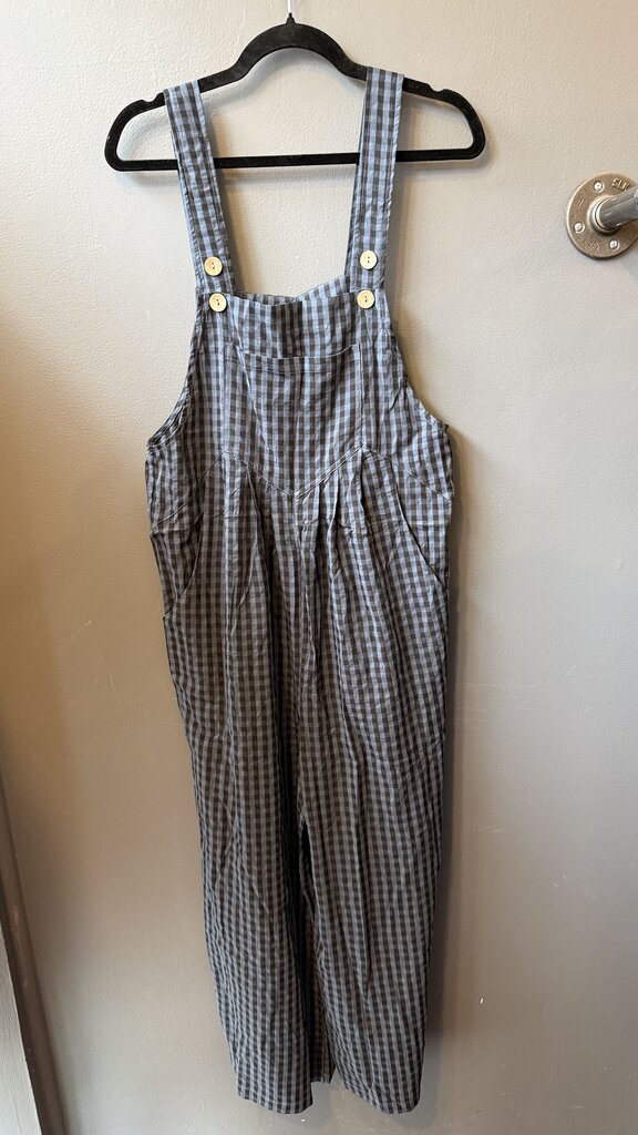 Gingham Wide Leg Overalls