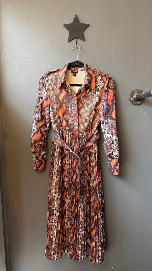 Petite Snake Print Pleat Maxi Dress