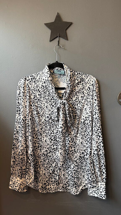 Satin Paisley Pussy Bow Blouse