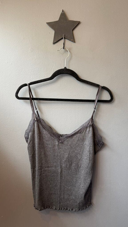 Ribbed Lace Trim Cami Tank Top
