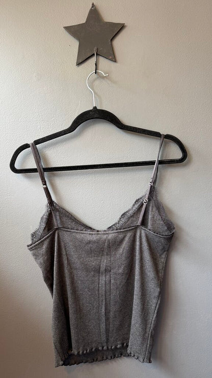 Ribbed Lace Trim Cami Tank Top