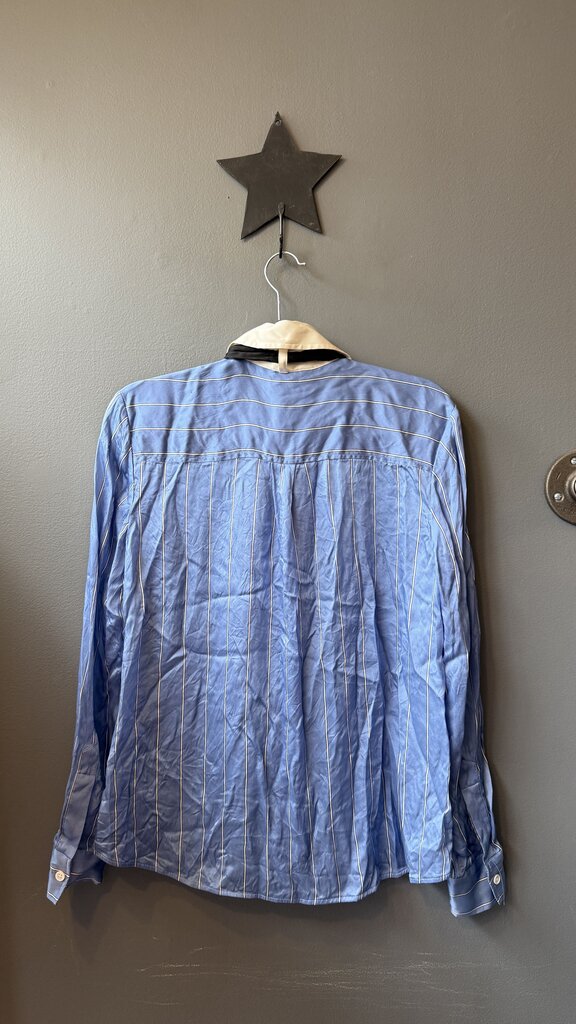 Silk Stripe Button Up Blouse