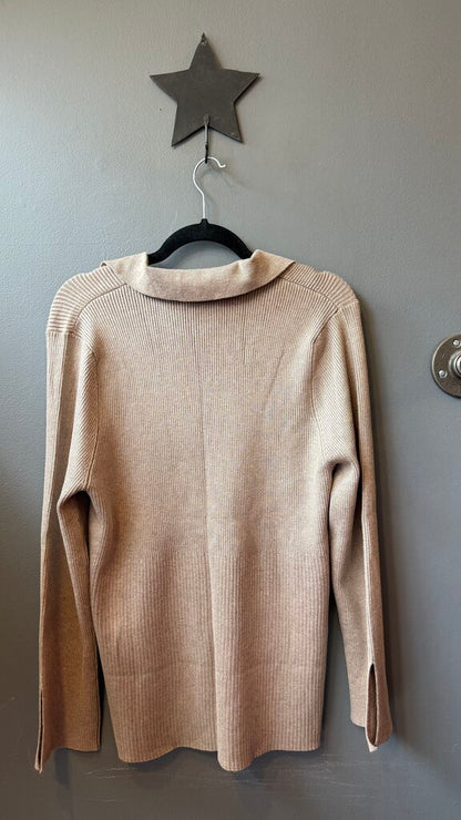 Ribbed Polo Henley Sweater