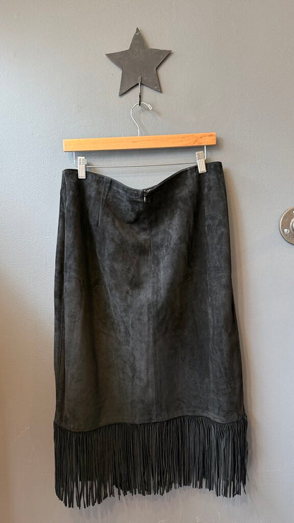 Vintage Suede Fringe Skirt