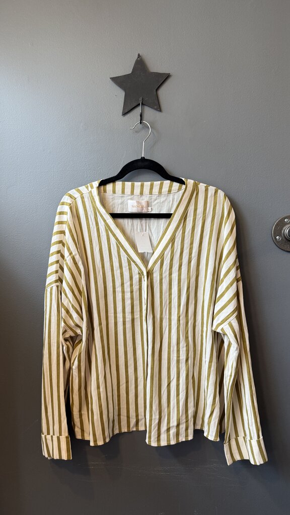 Stripe V neck Blouse