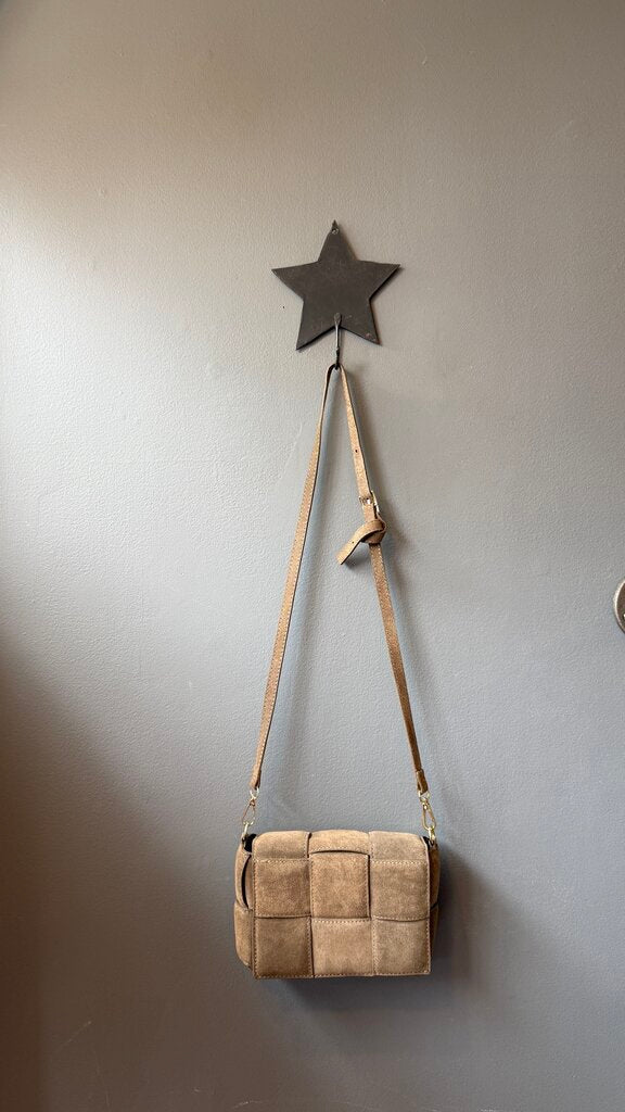 Woven Suede Box Crossbody Bag