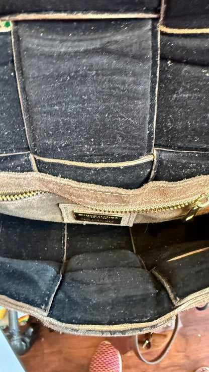 Woven Suede Box Crossbody Bag