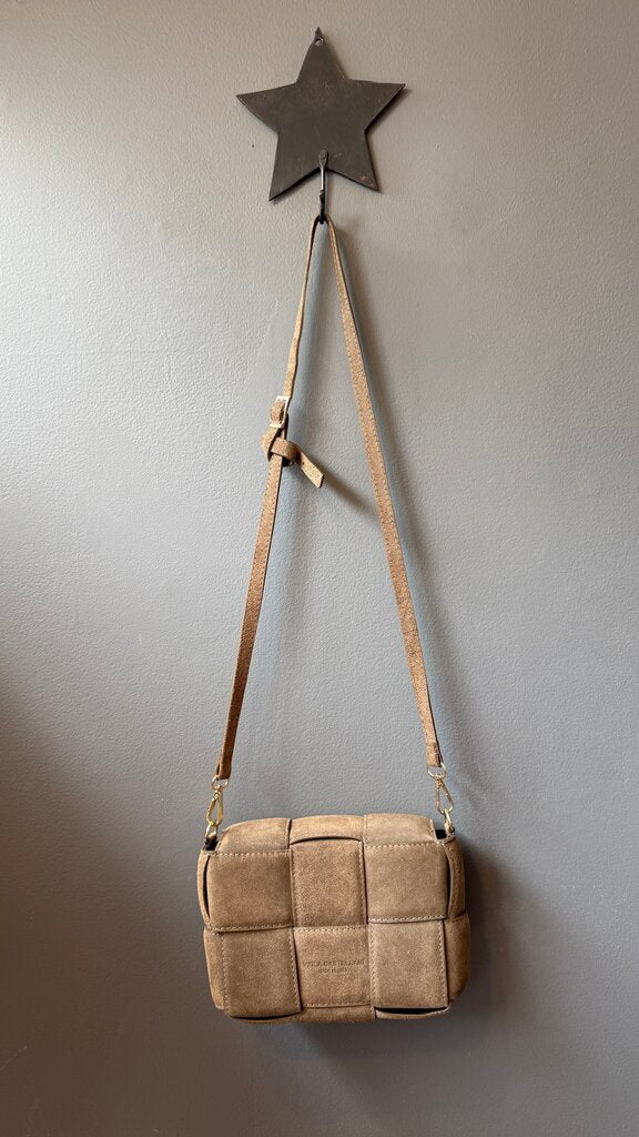 Woven Suede Box Crossbody Bag