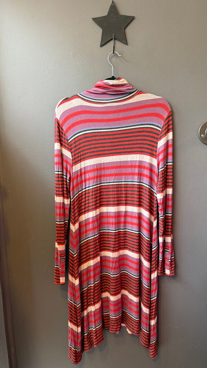 Stripe Jersey Swing Turtleneck Dress