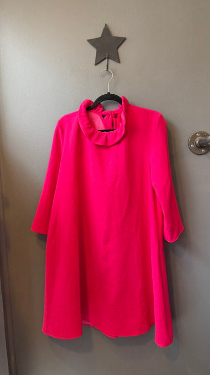 Ruffle Neck Bow Back 3/4 Sleeve Swing Dress