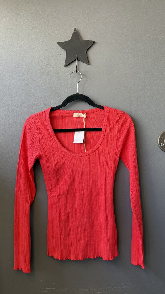 Pointelle Scoopneck Longsleeve Tee