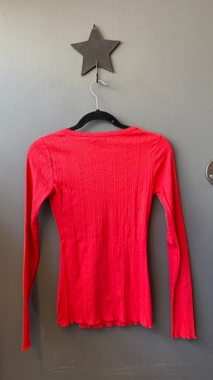 Pointelle Scoopneck Longsleeve Tee