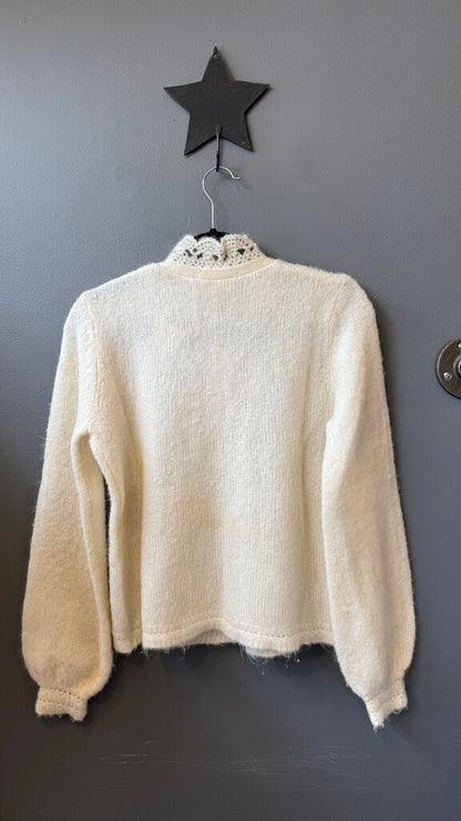 Pointelle Collar Cardigan Sweater