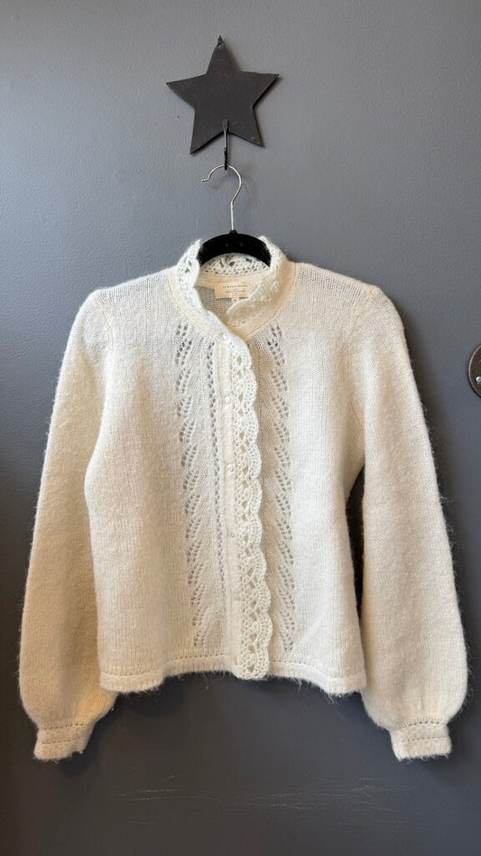 Pointelle Collar Cardigan Sweater