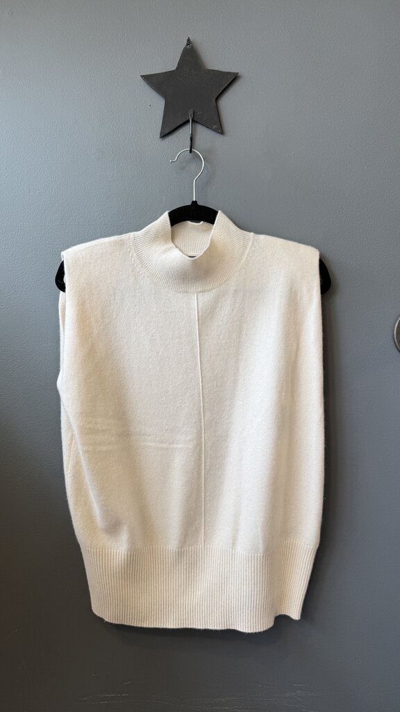 Mock Neck Sleeveless Cashmere Sweater