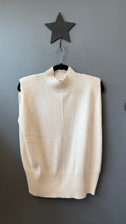 Mock Neck Sleeveless Cashmere Sweater