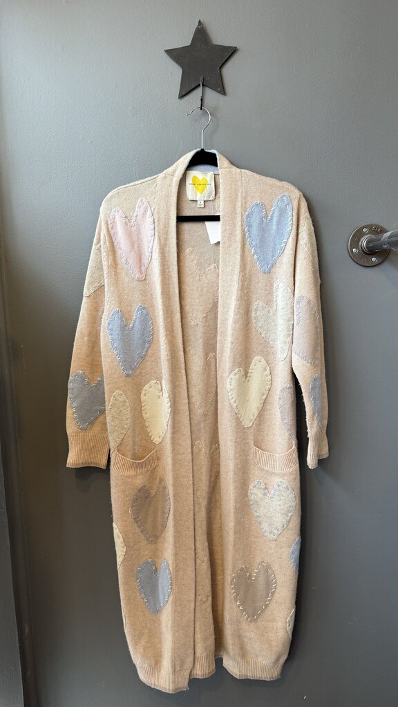 Thick Cashmere Heart Duster Cardigan Sweater