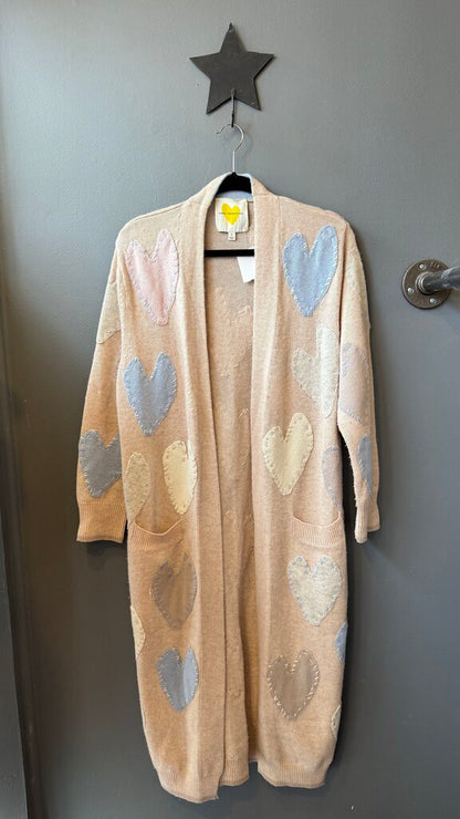 Thick Cashmere Heart Duster Cardigan Sweater