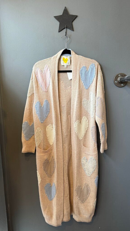 Thick Cashmere Heart Duster Cardigan Sweater