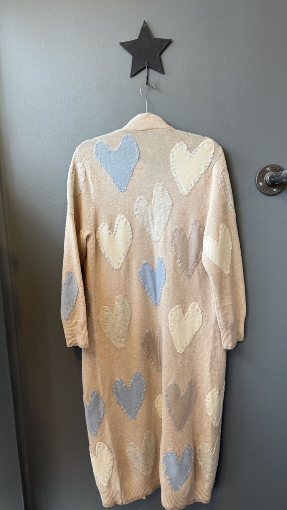 Thick Cashmere Heart Duster Cardigan Sweater
