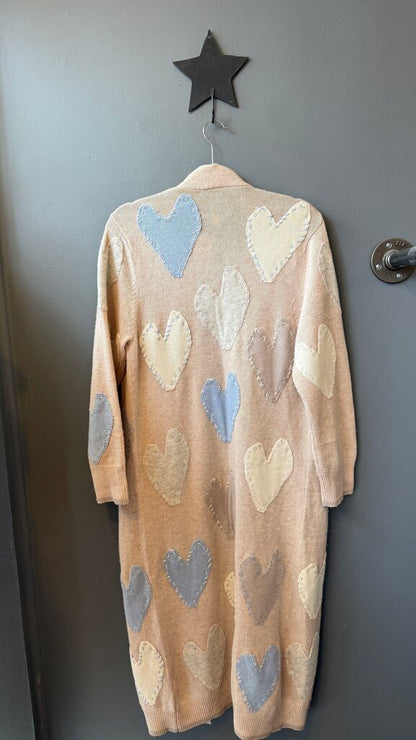 Thick Cashmere Heart Duster Cardigan Sweater
