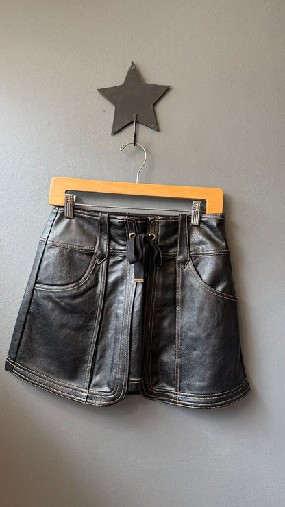 Faux Leather Stitch Mini Skirt