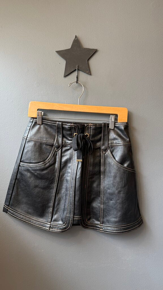 Faux Leather Stitch Mini Skirt