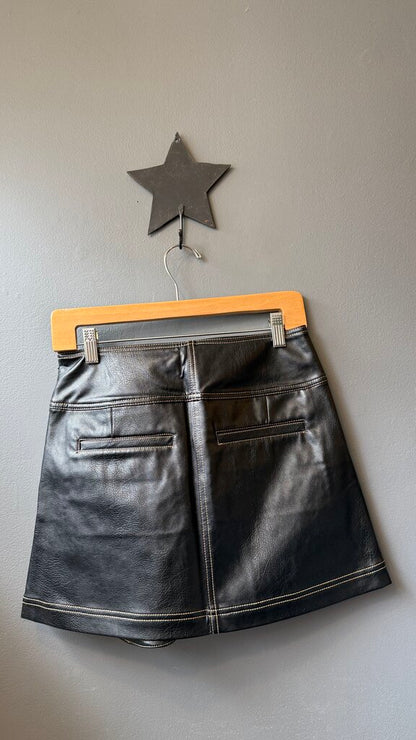 Faux Leather Stitch Mini Skirt