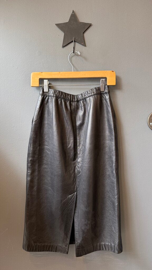 Vintage Leather High Rise Skirt