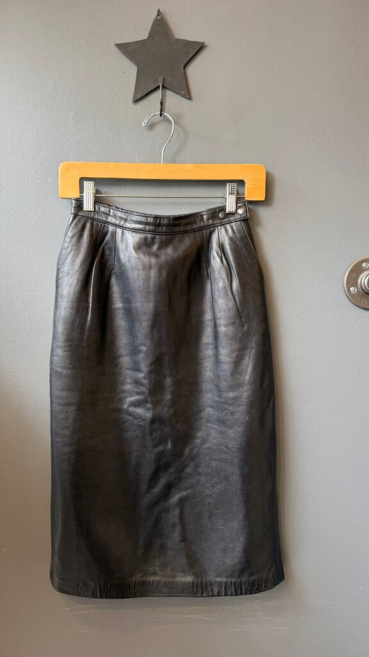 Vintage Leather High Rise Skirt