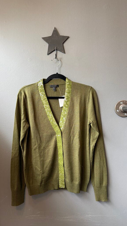 Sequin Trim Merino Cardigan Sweater