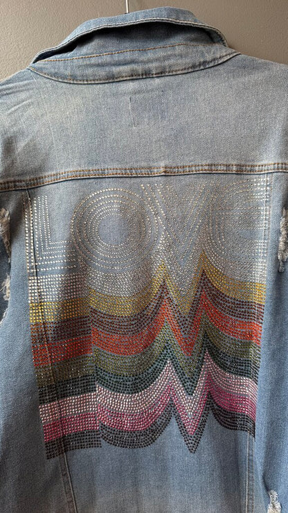 Distressed Stretch Denim Jacket