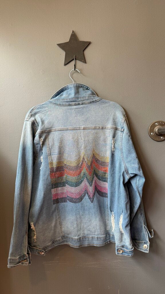Distressed Stretch Denim Jacket