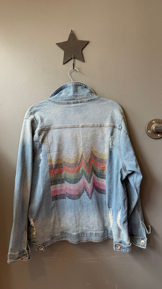 Distressed Stretch Denim Jacket