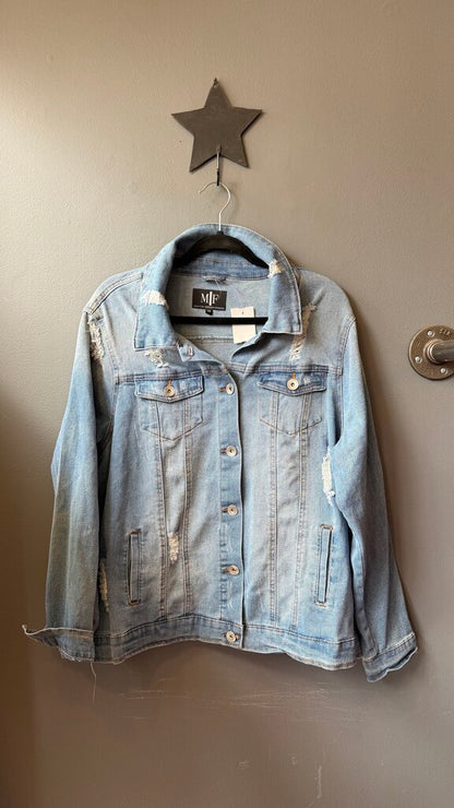 Distressed Stretch Denim Jacket