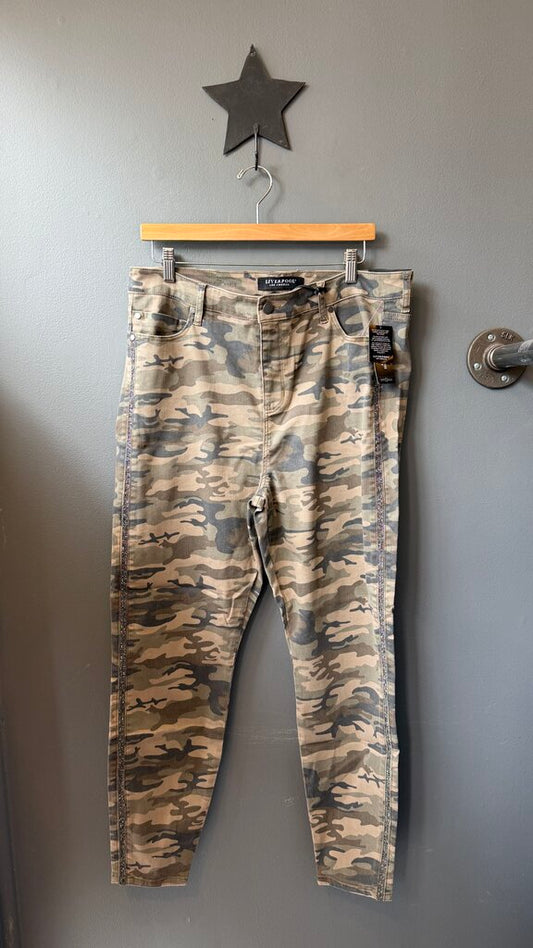 Camo Glitter Track Stripe Skinny Jeans