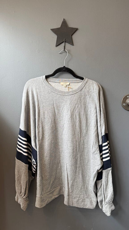 Stripe Sleeve Crewneck Sweatshirt