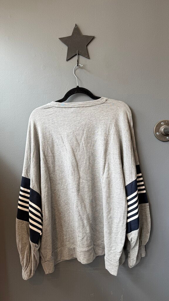 Stripe Sleeve Crewneck Sweatshirt