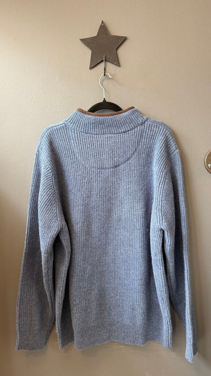 Merino Wool Ribbed 1/4 Zip Pullover Sweater