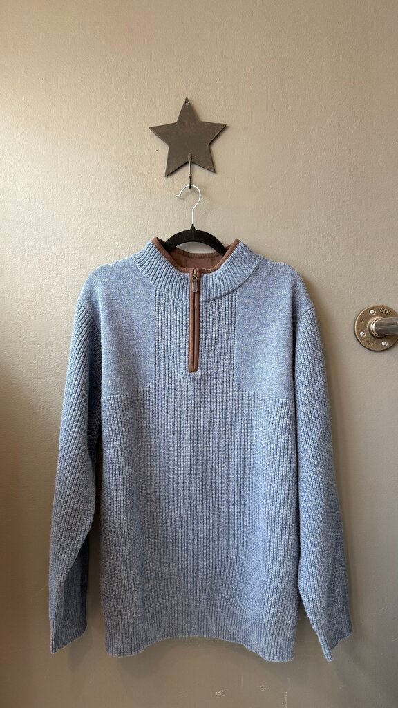 Merino Wool Ribbed 1/4 Zip Pullover Sweater