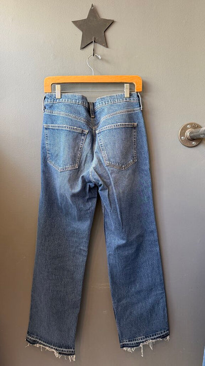 Wide Leg Raw Hem Jeans