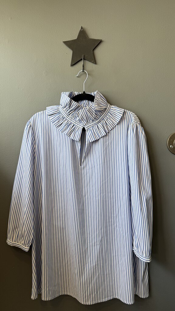Ruffle Neck Stripe Blouse