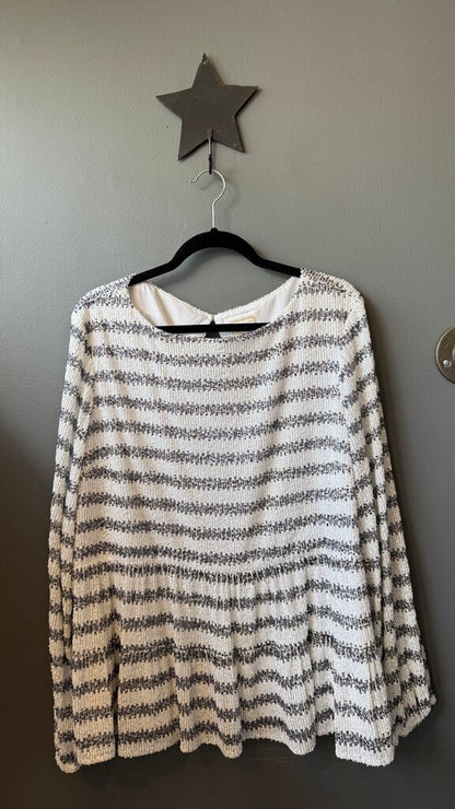 Sequin Stripe Peplum Top
