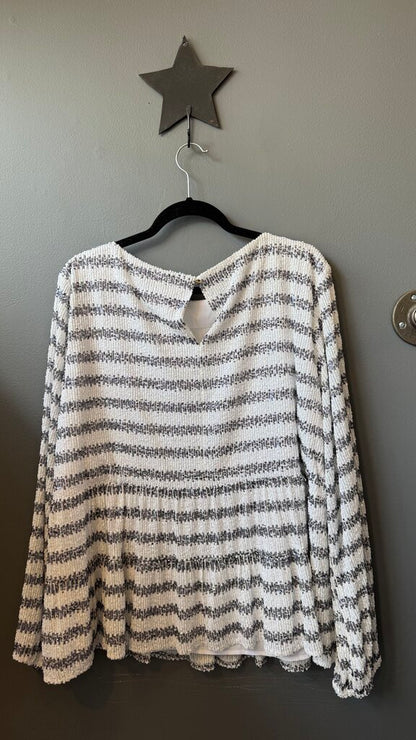 Sequin Stripe Peplum Top