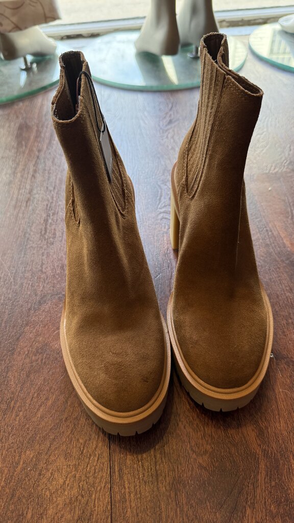 Waterproof Suede Block Heel Lug Booties