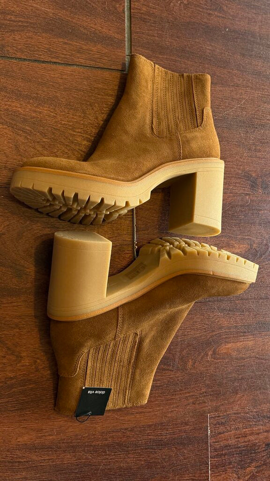 Waterproof Suede Block Heel Lug Booties