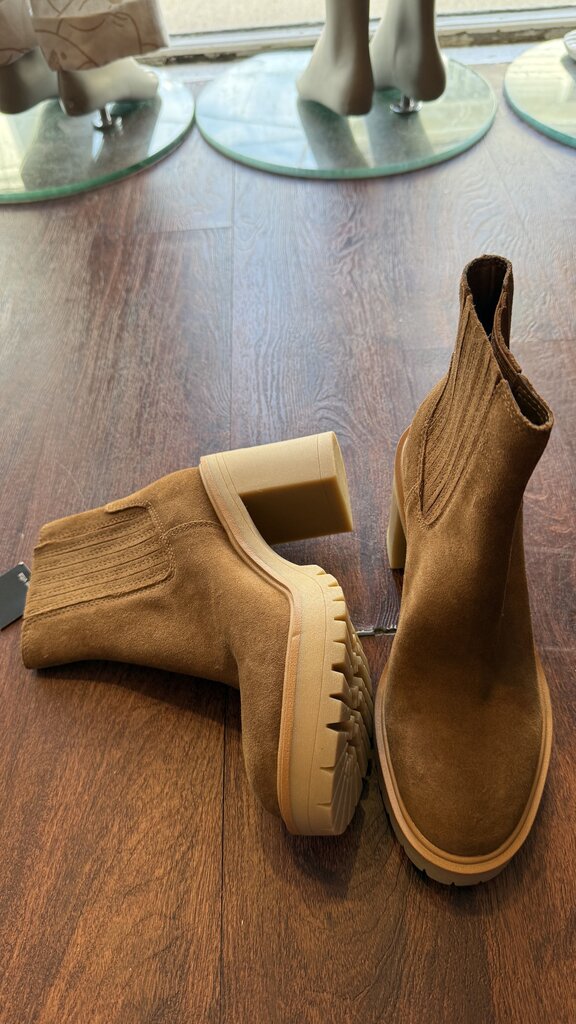 Waterproof Suede Block Heel Lug Booties